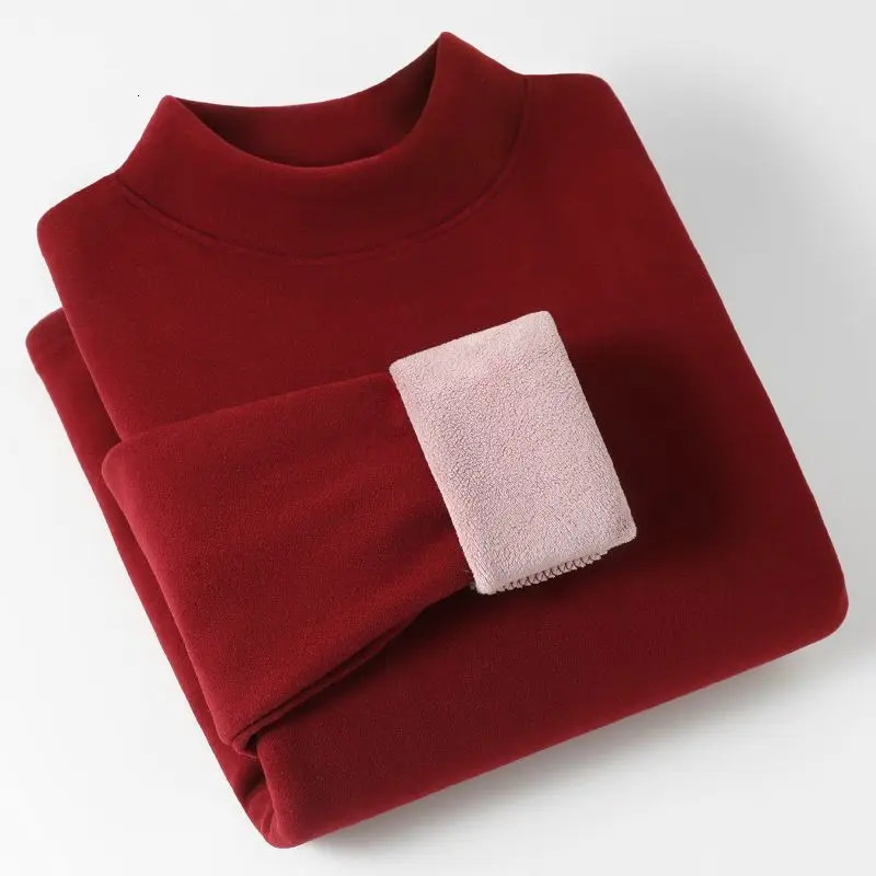Thermal Wear for Women Long Sleeve Tops Thickened Plus Fleece Warmth Thermal Bottoming Tees Constant Heating Turtleneck Sweater 251009