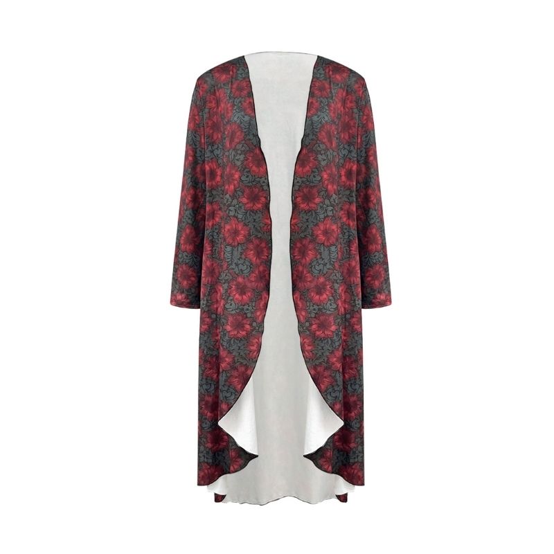 Women's Autumn New Fashion Bohemian Floral Print Open Front Coat - Casual Versatile Vacation Outerwear-CF55069