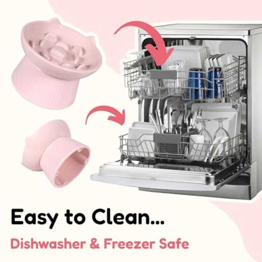 Ureakable Raised Slow Feeder Bowl for Cats and Small Dogs Elevated Cat Bowls Detachable Slow Feede Bowl Heavy Weighted NonSlip C251009