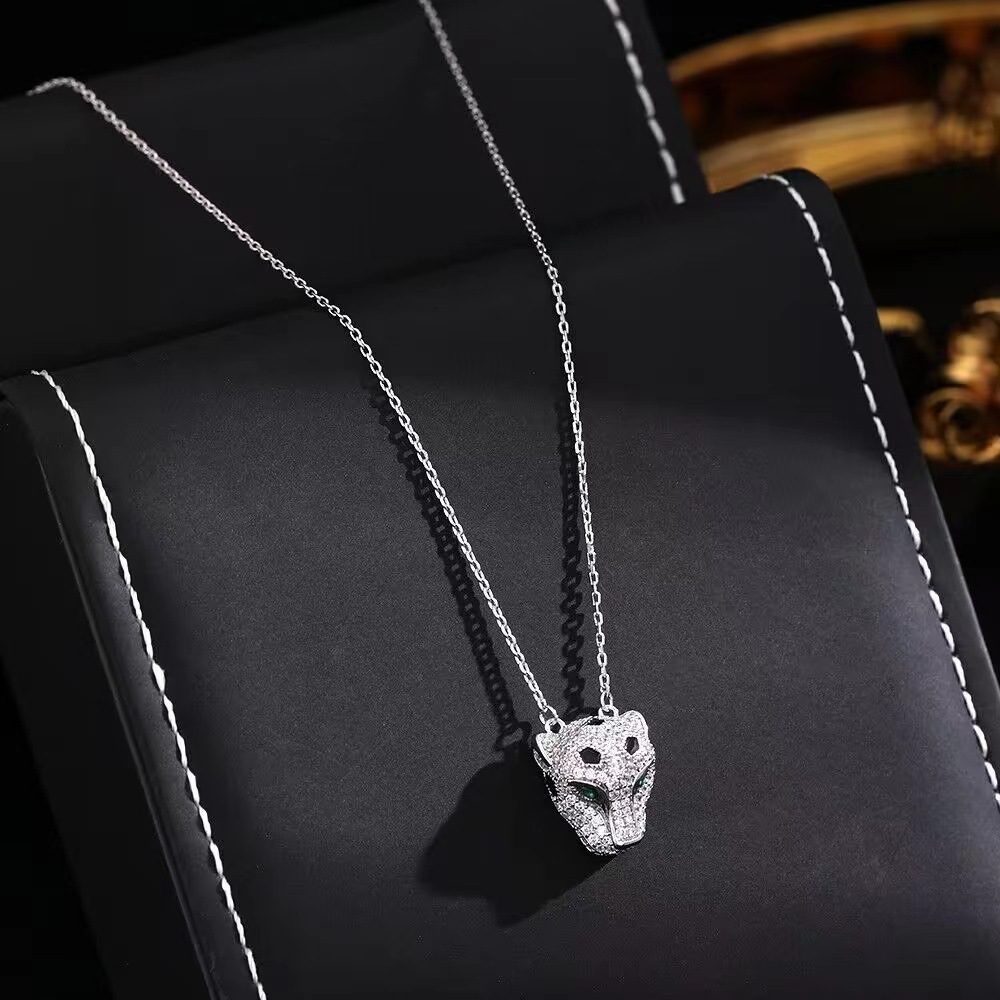 Luxury Brand Designer Jewelry New Exaggerated Leopard Head Earrings Personality Versatile Black Oil Drop Earrings Full Zircon Earrings Wholesale