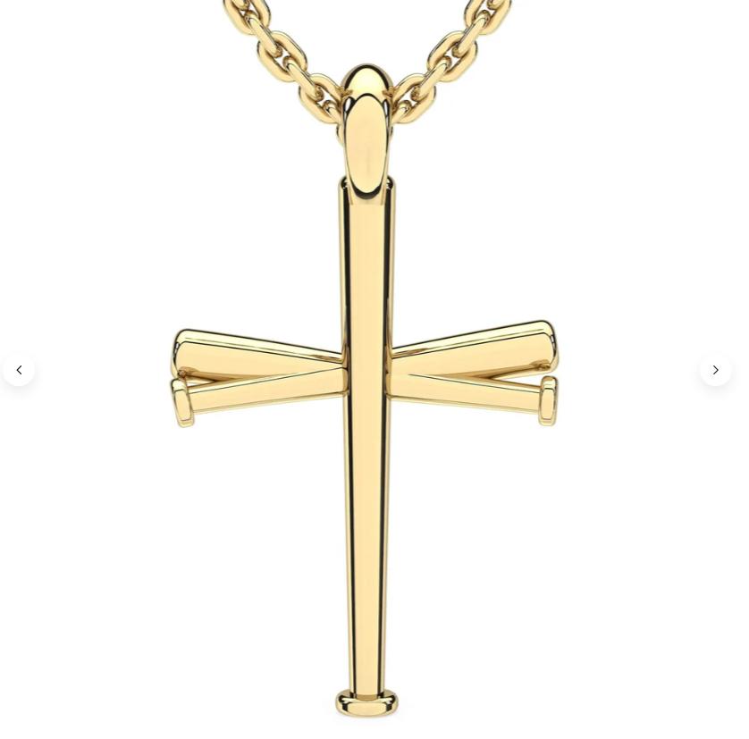 pendant necklaces gold small cross black Steel baseball Metal Rivet Pendant Thin Chain Necklace for Men Punk Silver Color Cuban Link Chain