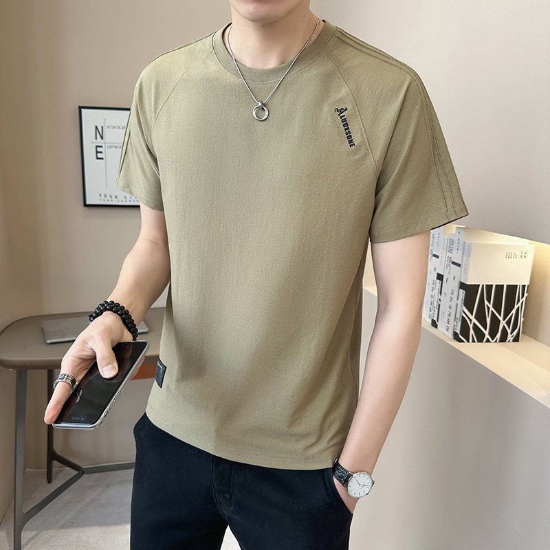 Summer Round Neck Short Sleeve T-shirt For Designer Hoodie Men Designer Shirt Ice Silk Thin 2025 New Slim Fit Trendy Brand Embroidered Half Sleeve Cool T-shirt