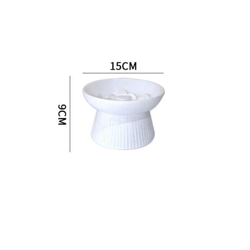 Cat Food Bowl Ceramic Elevated Cats Small Dogs Slow Feed Bowls Antichoking Pet Eating Feeders Antigulping Puppy Supplies C251009