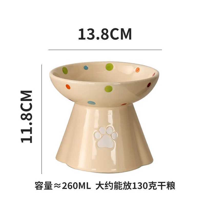Ceramic Elevated Cat Bowl for Preventing Chin Acne AntiVomit Slow Feed Pet Food and Water Dish for Cats and Small Dogs C251009