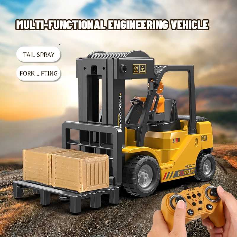 2025 New Remote Control Truck for Kids Electric Forklift Car 24G Liftable Crane Stunt Vehicles Toys Gifts for Boys GirlsT251010
