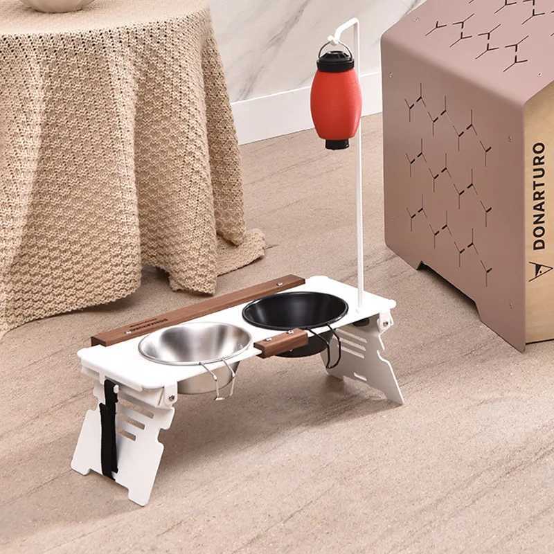 Cat Food Bowl Rack Outdoor Camping Dog Basin Double Bowl Shallow Mouth Special Water Bowl Rack Antioverturning Pet Drinking C251009