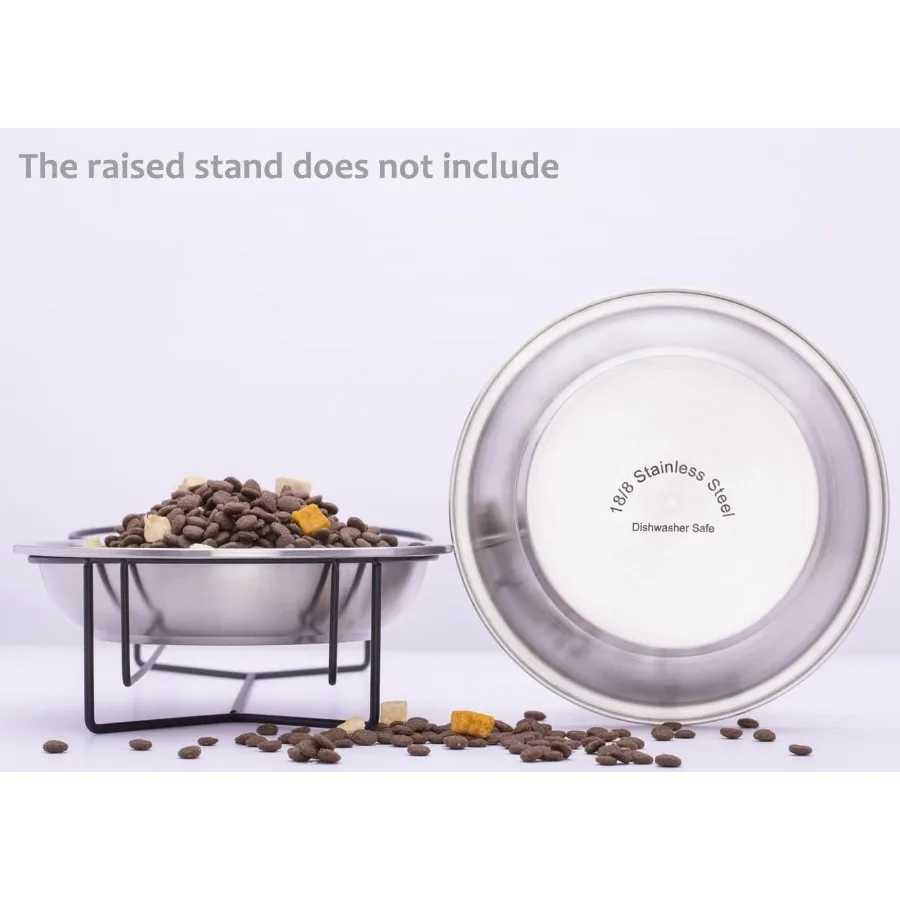 Stainless Steel Cat Bowls 2 Pack Whisker Fatigue Cat Food Dish Metal Shallow Wide Large Replacement Plate for Dog and Pe C251009