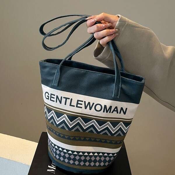 Tote Canvas Bag for Women, Large Capacity, New Autumn and Winter Casual Single Shoulder Commuter Bucket Handbag Mini