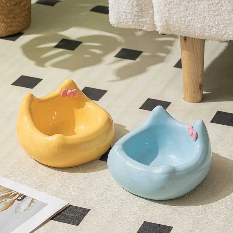 Ceramic Pet Bowl Set Cute Sofa Shaped Cat Food Water Dish with Wide Rim TipProof Dog Bowl for NonSpill Feeding Elegant Feeder C251009