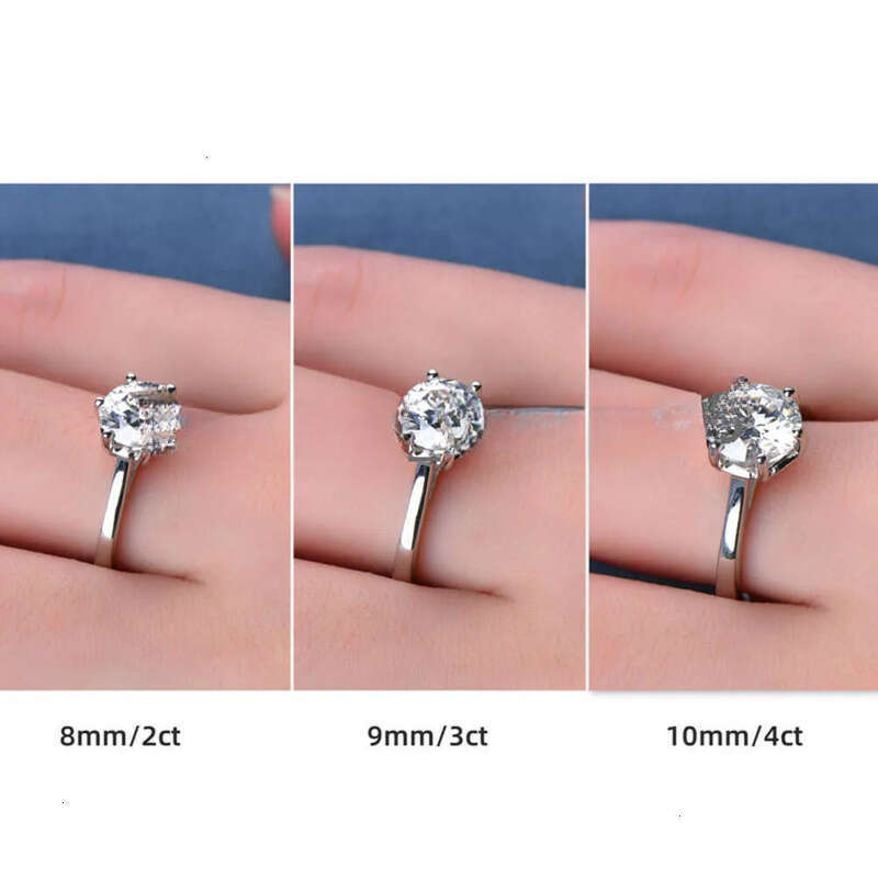2ct 3ct 4ct Sterling Sier VVS Solitaire Moissanite Wedding Engagement Ring for women with gra certificate