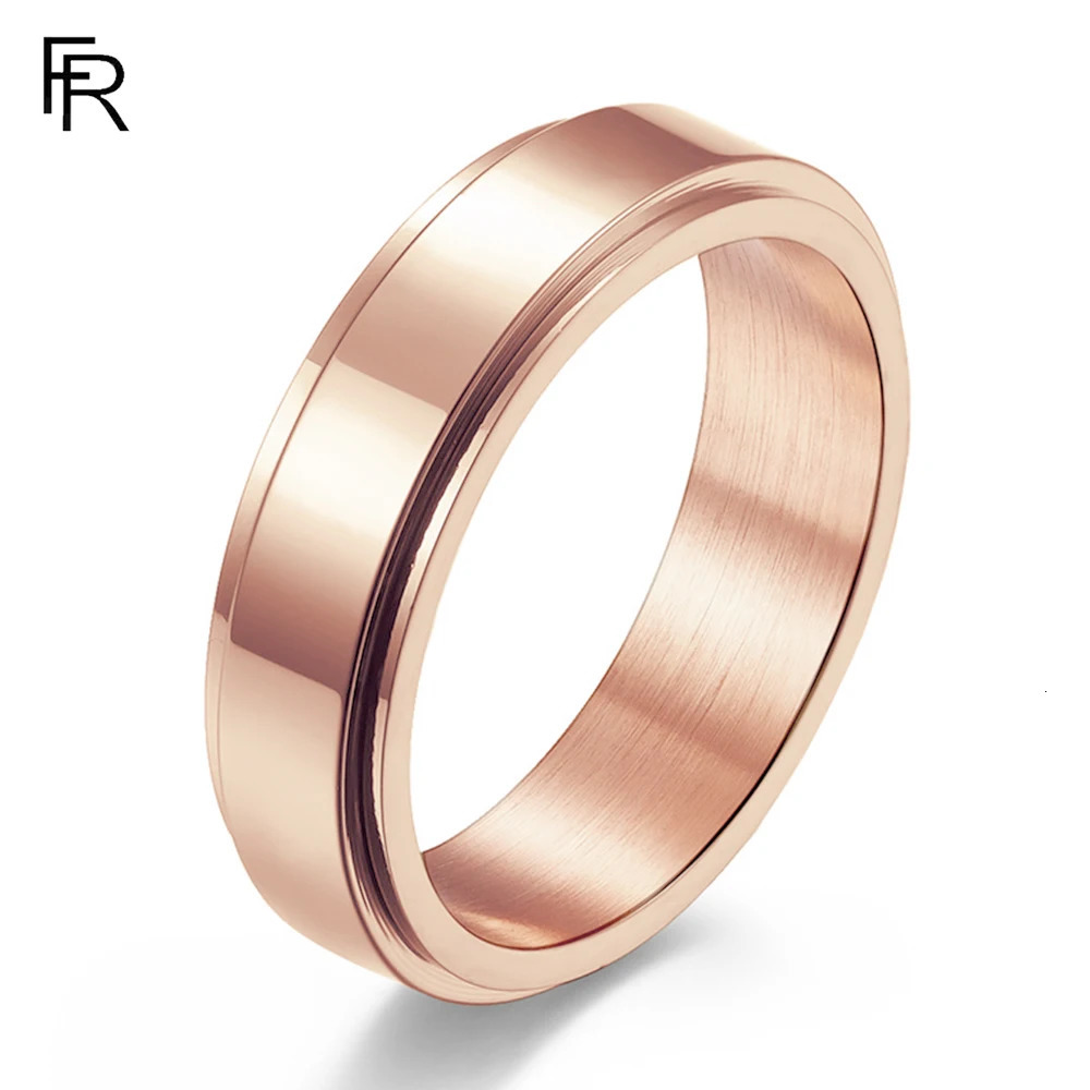 Simple Plain Ring With Engraving Stainless Steel Smooth Rotating Ring Cool Neutral Style Genderless Couple Rings 251010