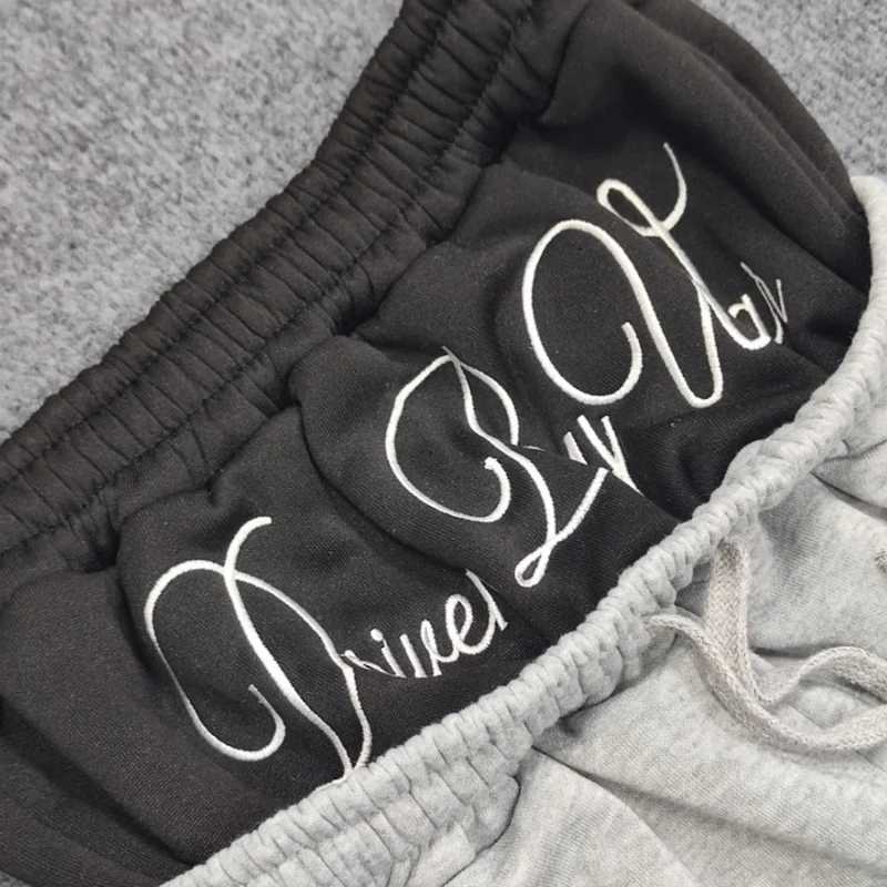 Y2K Retro Mens Casual Pants American High Strt Splicing Double Waist Washed Printed SweatPants Classic unisex Solrim Pants X251010