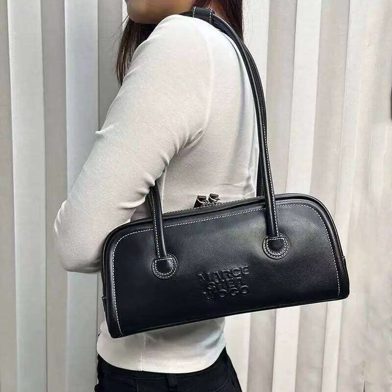 Marge Sherwood Korean Cowhide Boston Hand-Held Underarm Bowling Shoulder Bag Mdng2510