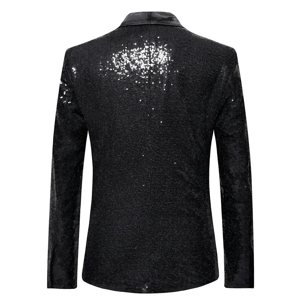 Gold Black Sequin Blazer Men Blue Silver Red Sparkly Glitter DJ Blazer Jacket Wedding Party Dress Suit Stage Clothes for Singers