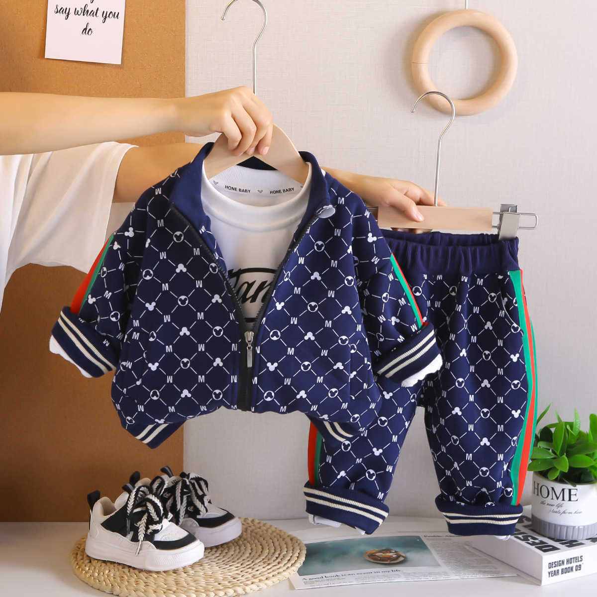 2025 Autumn New Fashionable 3Piece Long Sleeve Baseball Jacket Set Casual Coat for Boys and Girls Aged 125 C251010