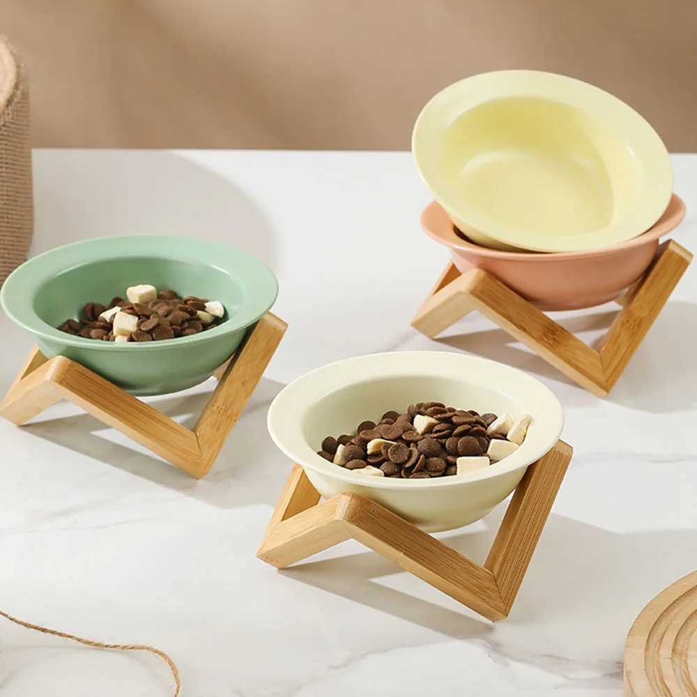 Elevated Pet Bowl Stand Ceramic Slant Mouth DogCat Bowls AntiSpill HighValue Pet Feeding Supplies for Dogs Cats C251009