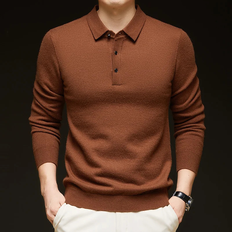 Fashion Autumn And Winter Cashmere Sweater Mens High Quality Pullover Casual Loose POLO Knitted Bottom Shirt Jacket 250930