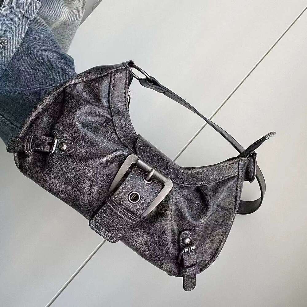 2024 Spring Hot-Selling Melad Hot Girl Y2K Wasteland Style Vintage Two-Tone Leather Single Shoulder Bag