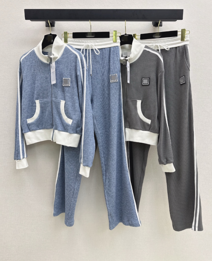 Women's zipper jacket, long pants, letter casual suit, elegant temperament, simple 1010