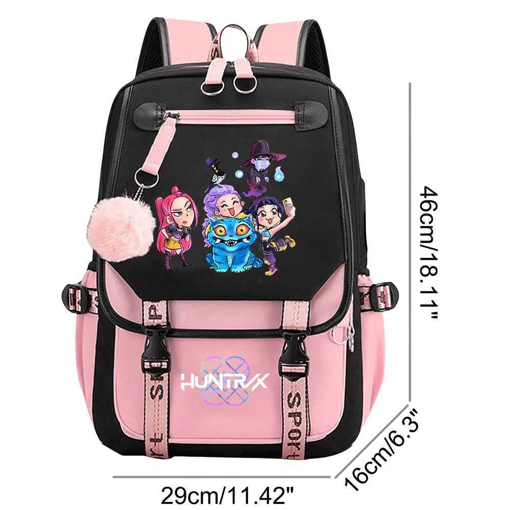 KPop Demon Hunters Bookbag Student Anime Kawaii School Bags USB Charging Backpack Teenagers Large Capacity Slayer Rucksack Z251010