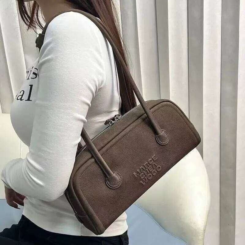 Marge Sherwood Korean Cowhide Boston Hand-Held Underarm Bowling Shoulder Bag Mdng2510