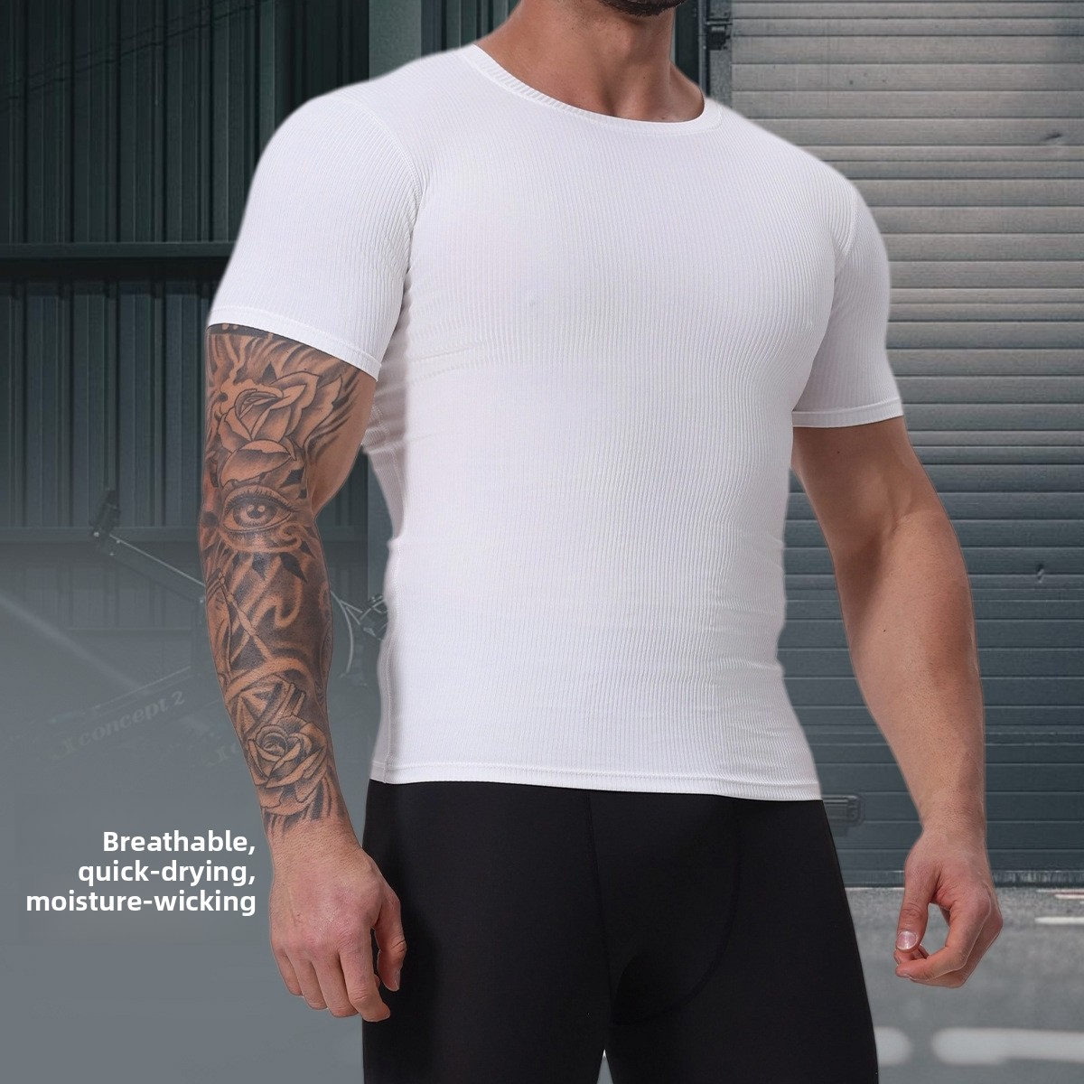 Exercise & Fitness Wear Men's Summer American Style Sports Short Sleeve T-Shirt Solid Color Slim Vest Running Basketball Training Casual Outdoor 