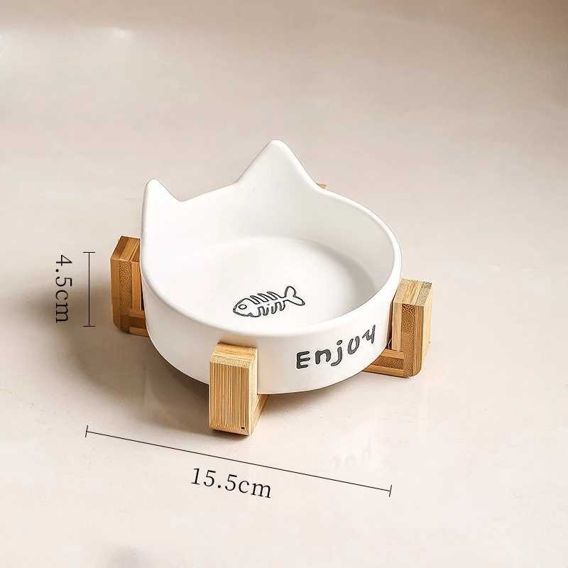 Christmas cat gift creamstyle cat ear home ceramic pet bowl antioverturning food bowl suitable for both cats C251009