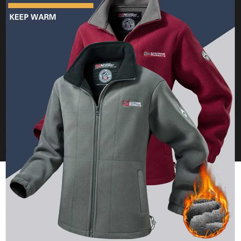 2025 Mens Fleece Coat Autumn and Winter Thickened Warm Windproof Coldproof Loose Plus Size Outdoor Sports Collar Fleece Jacket 251009