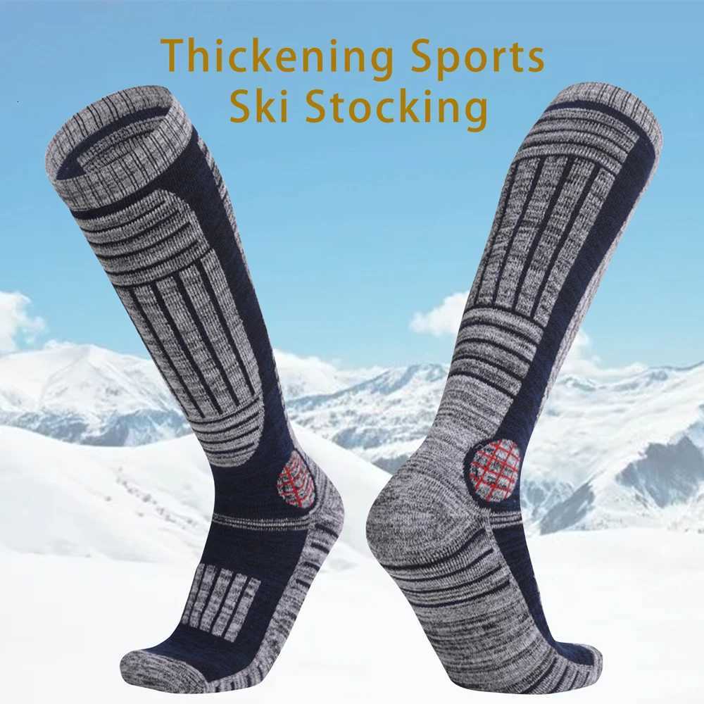 1 Pair Thermal Winter Cotton Men Women Ski Socks High Elastic Sports Socks Snowboarding Cycling Adult Skiing Thicker Leg WarmW251011