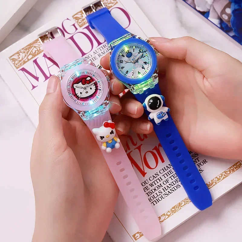 Disney Fashion Minnie Childrens Watch Mickey Mouse Childrens Flash Light Cartoon Figure Doll Boys Girls Birthday Gifts H251011