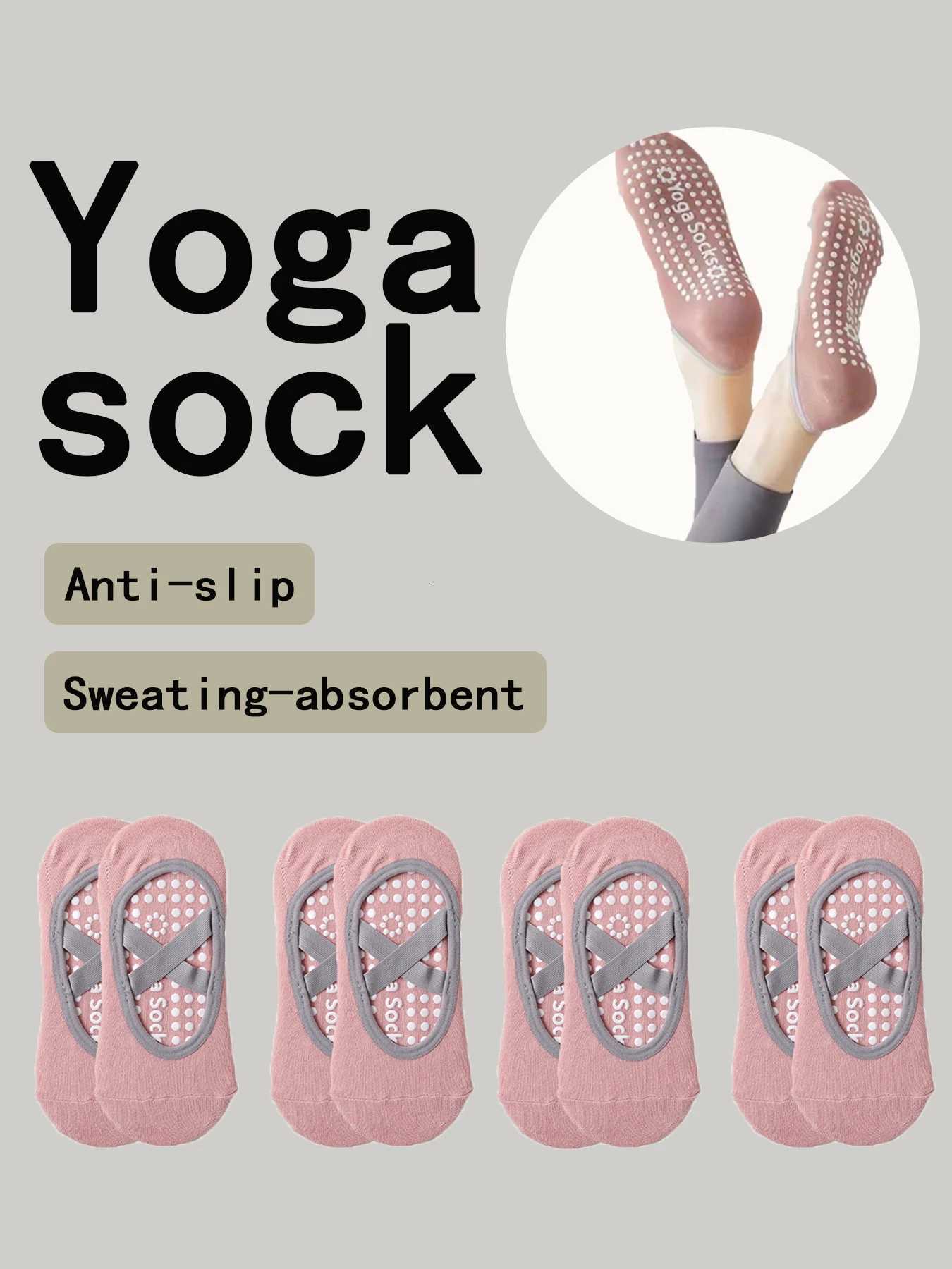 4 Pairs Women Fitness Breathable Yoga Socks Silicone Antislip Ballet Socks Pilates Socks Floor SocksW251011