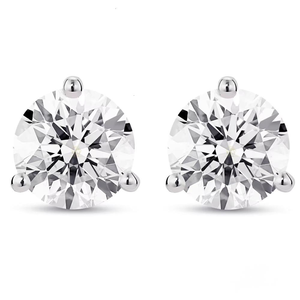 2025 Lab Grown Diamond Earrings IGI Certified 14k18k Solid Gold 3 Prong Screw Back HPHT CVD Studs