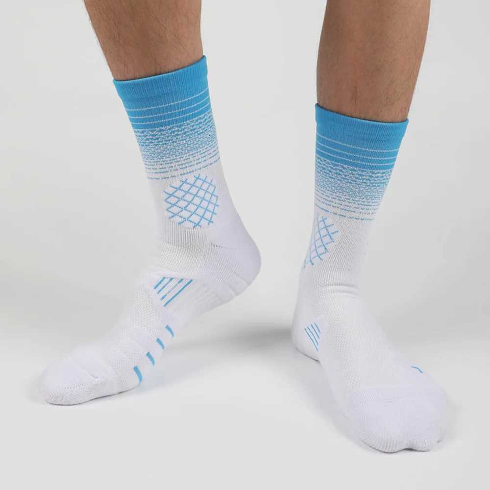 Gradient basketball socks for men and women professional actual combat towel bottom thickened medium long tube sports running soW251011