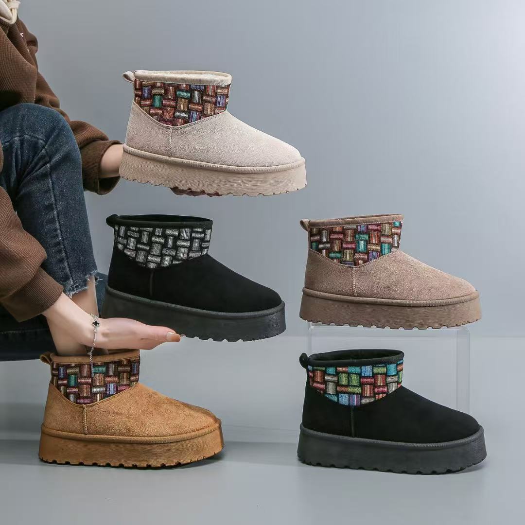 Chic Womens Winter Footwear: Warmth Enhanced by Soft Fleece and Durable Thicker Cotton Construction