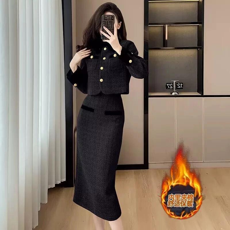 2025 Autumn/Winter New Black Short Wind Jacket Two Piece Set Women's Top Luxury Designer Jacket Autumn/Winter design New Fashionable Set Skirt