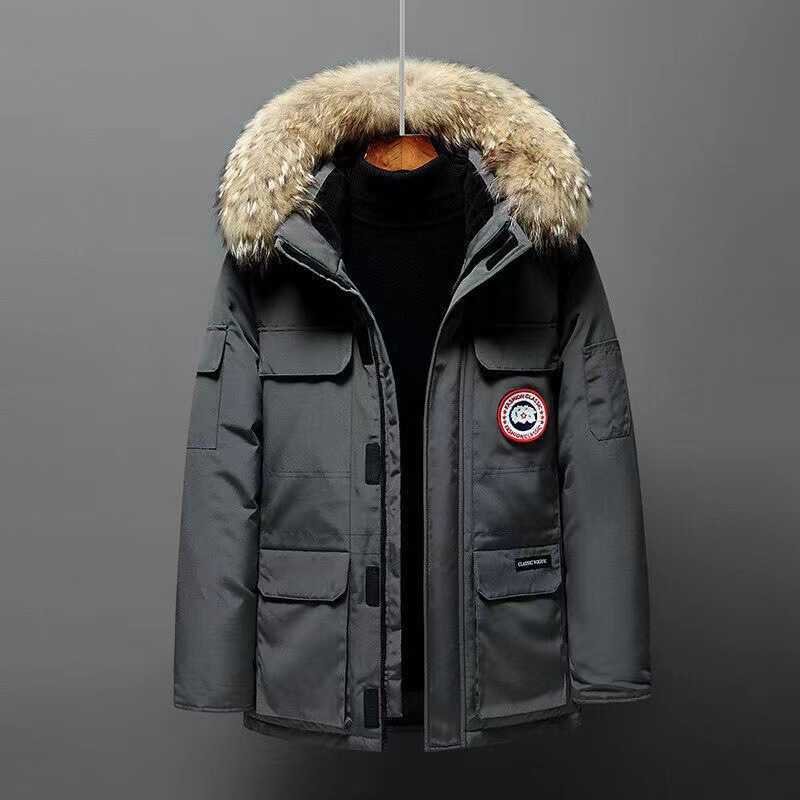 Men's mid-length down jacket for couples, warm and cold-proof outdoor workwear coat for winter L251011