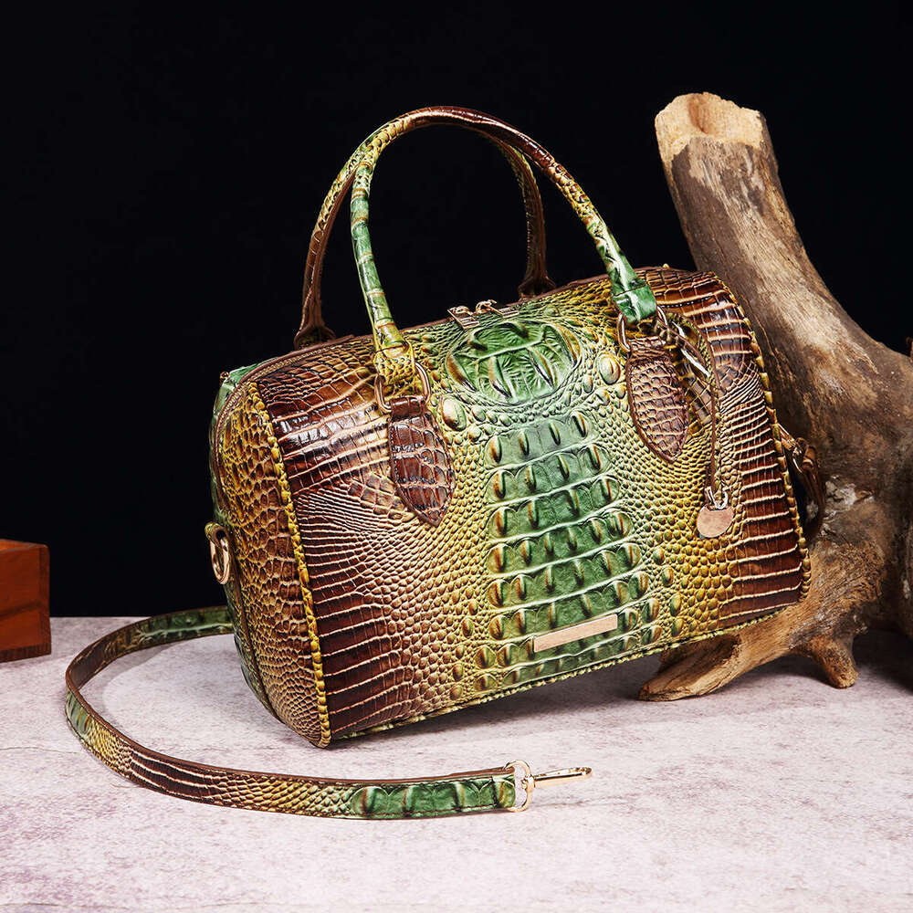 New European and American Cross-Border Handheld Underarm Crossbody Travel Vintage Women's Bag Brahmin Crocodile Pattern