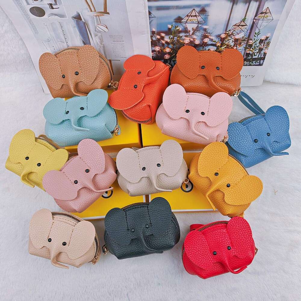 Thailand Little Elephant Hot Selling PU Coin Purse Pendant Keychain Creative Card Holder Lipstick Zipper Bag