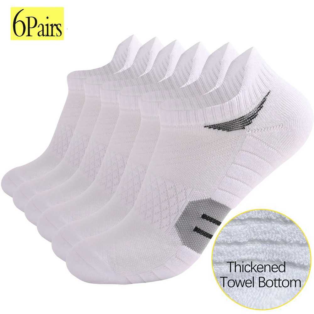 6 Pairs Mens Sports Running Heavy Cushion AntiSlip Boat Socks Combed Cotton MoistureWicking Odor Control Unisex Sizes 3550W251011