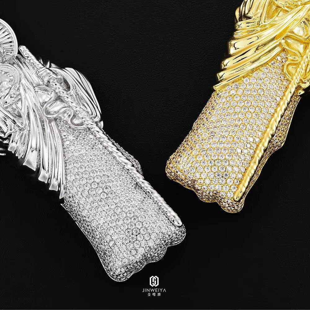 Hot Selling Gold Plated San Judas Pendant New Trends Pure S925 Silver Prong Setting Moissanite Christian Religious Jesus Pendant