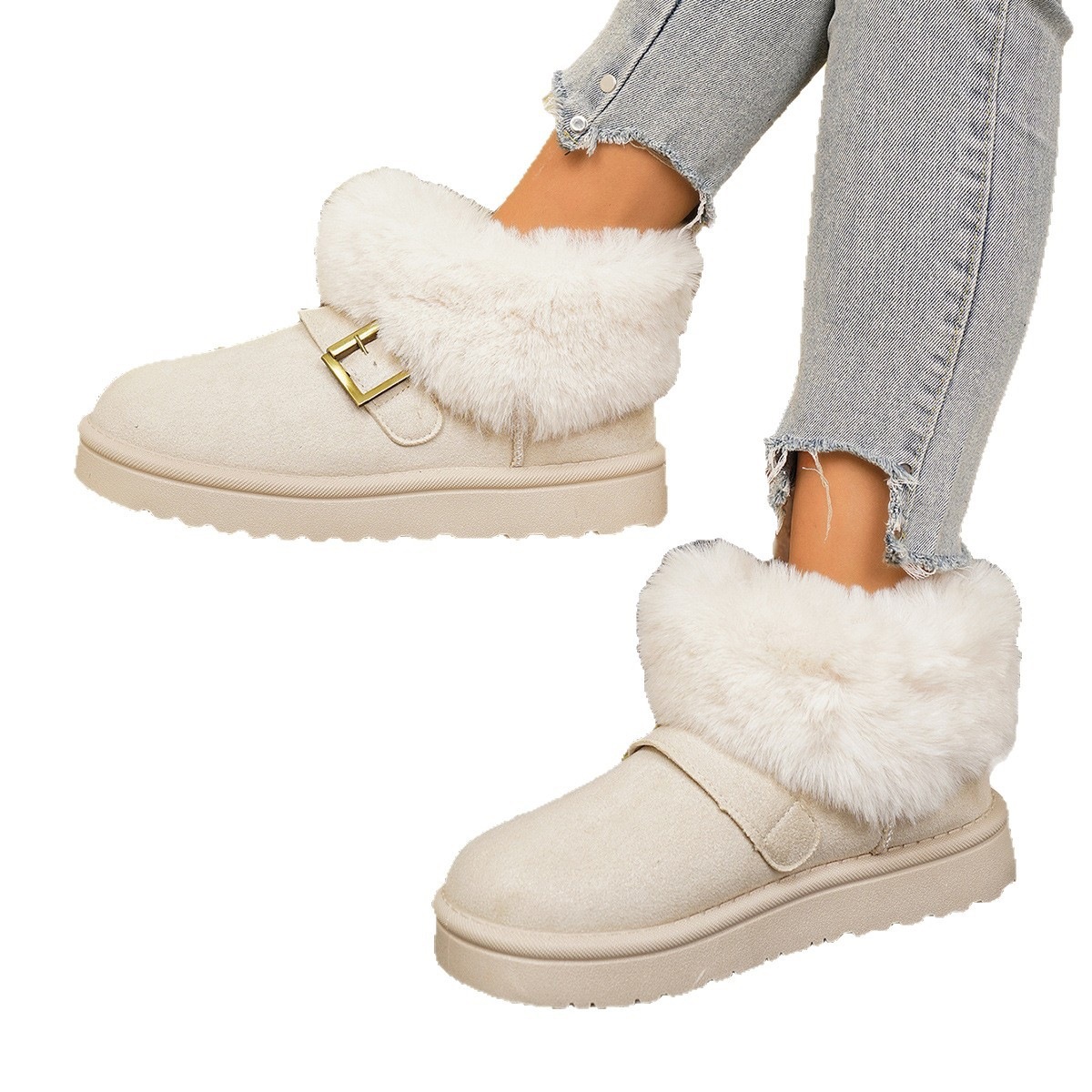 Free shipping designer Boots New velvet thickened warm short tube cotton shoes for women round toe thick soled snow boots