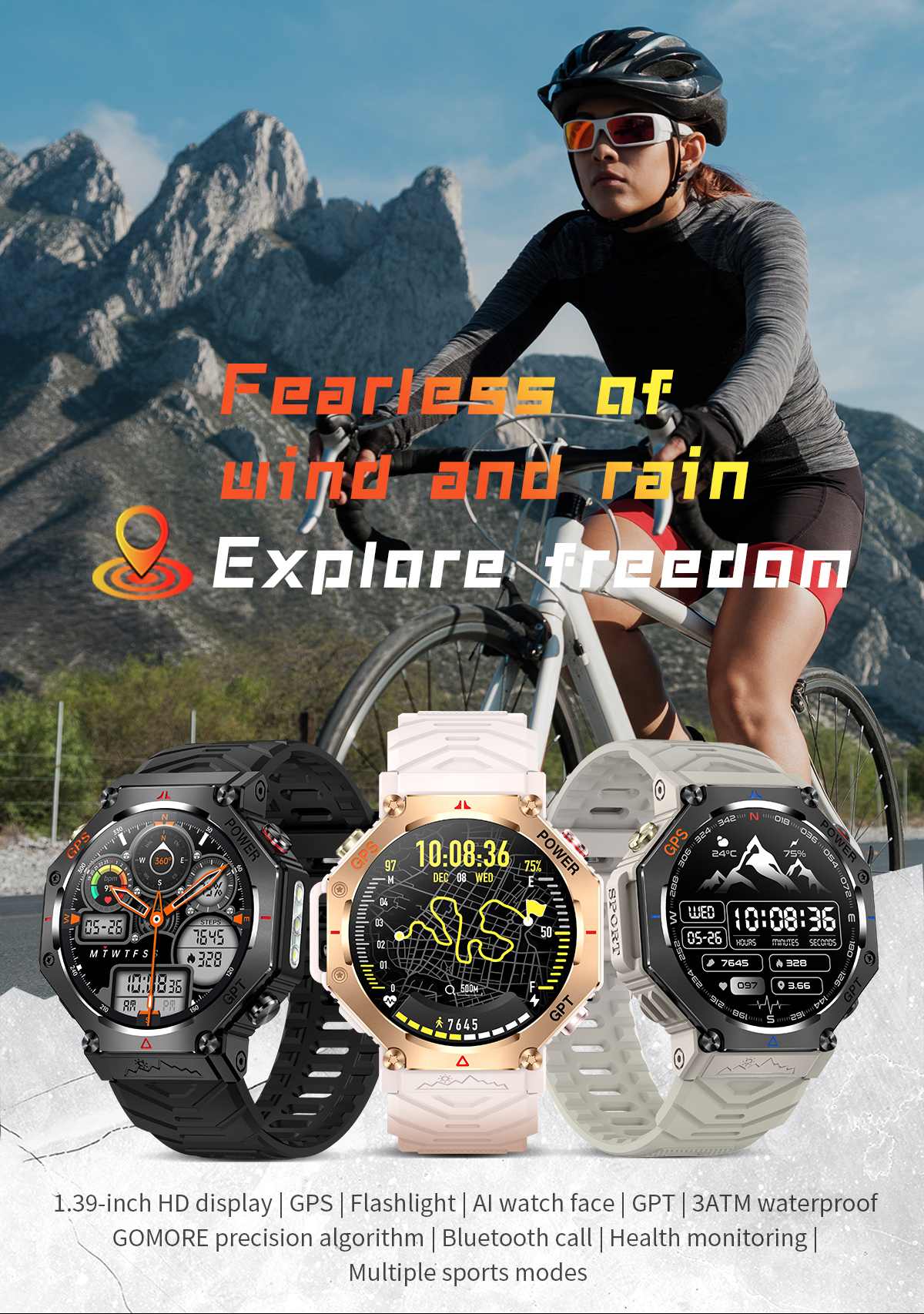 2025 KC91 Waterproof GPS Smartwatch for Outdoor Activities with Bluetooth Calling & NFC Features