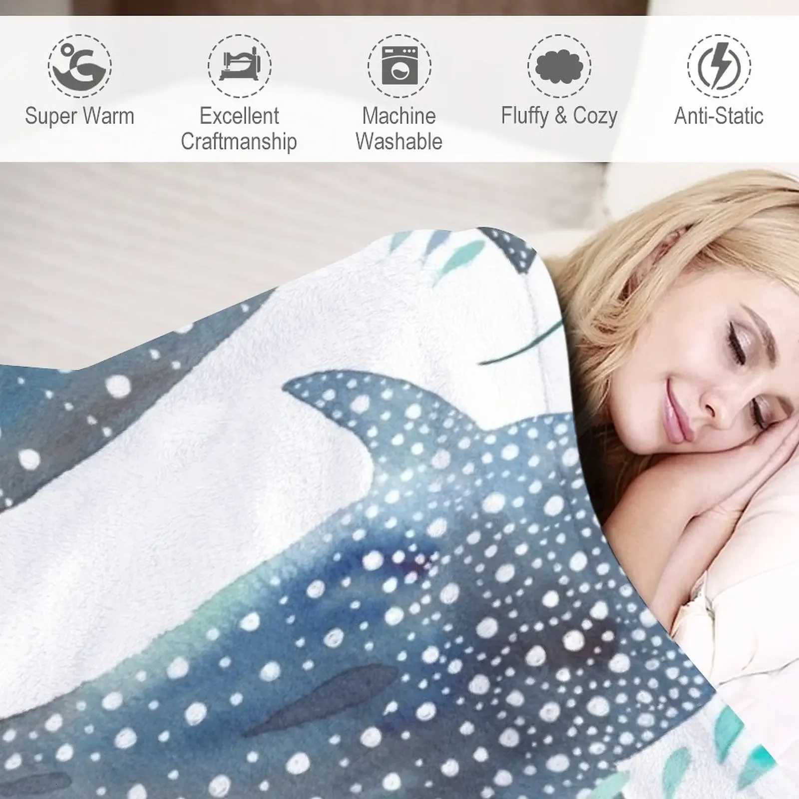 Whale Shark Ray Sea Creature Play Print Throw Blanket Luxury St Blanket Luxury Blanket C251011