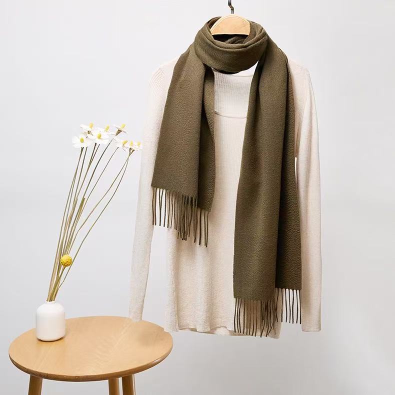 T2000 pure wool autumn and winter warm solid color warm scarf