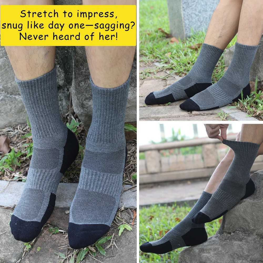 3 Pairs Cotton Outdoor Sports Socks HeavyDuty Trekking Socks for Men NonSlip Terry Loop Design Blister Prevention SIZE3550W251011
