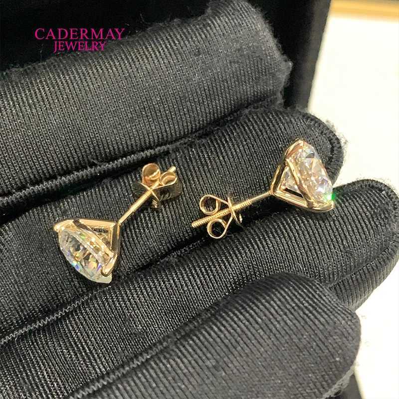Cadermay 1ct 2ct 3ct 4ct D VVS1 Moissanite Diamond 3 Prongs Martini Earrings Stud 925 Sterling Sliver Earrings For Wen Gift X251011