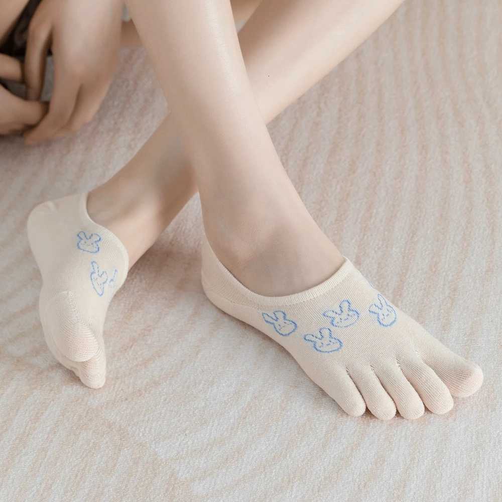 5 Pairs Floral Cute Women Toe Socks with Separate Fingers High Quality Cotton Five Finger Socks Summer Ankle SocksW251011
