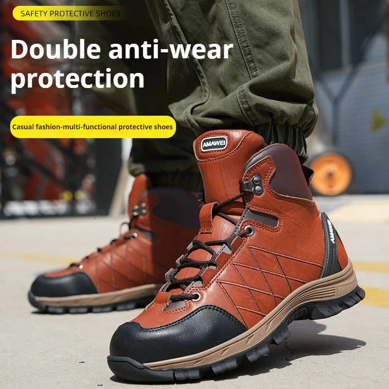 Safety Shoes Men Work Sneakers Indestructible PunctureProof Protective Boots Steel Toe Construction Shoe 251010