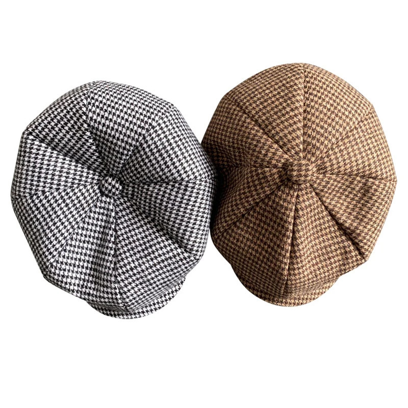 Retro sboy Cap Men Coffee Houndstooth Flat Caps Women Men British Painters Hat Soft Spring Autumn hats Octagonal Cap BLM394 251008