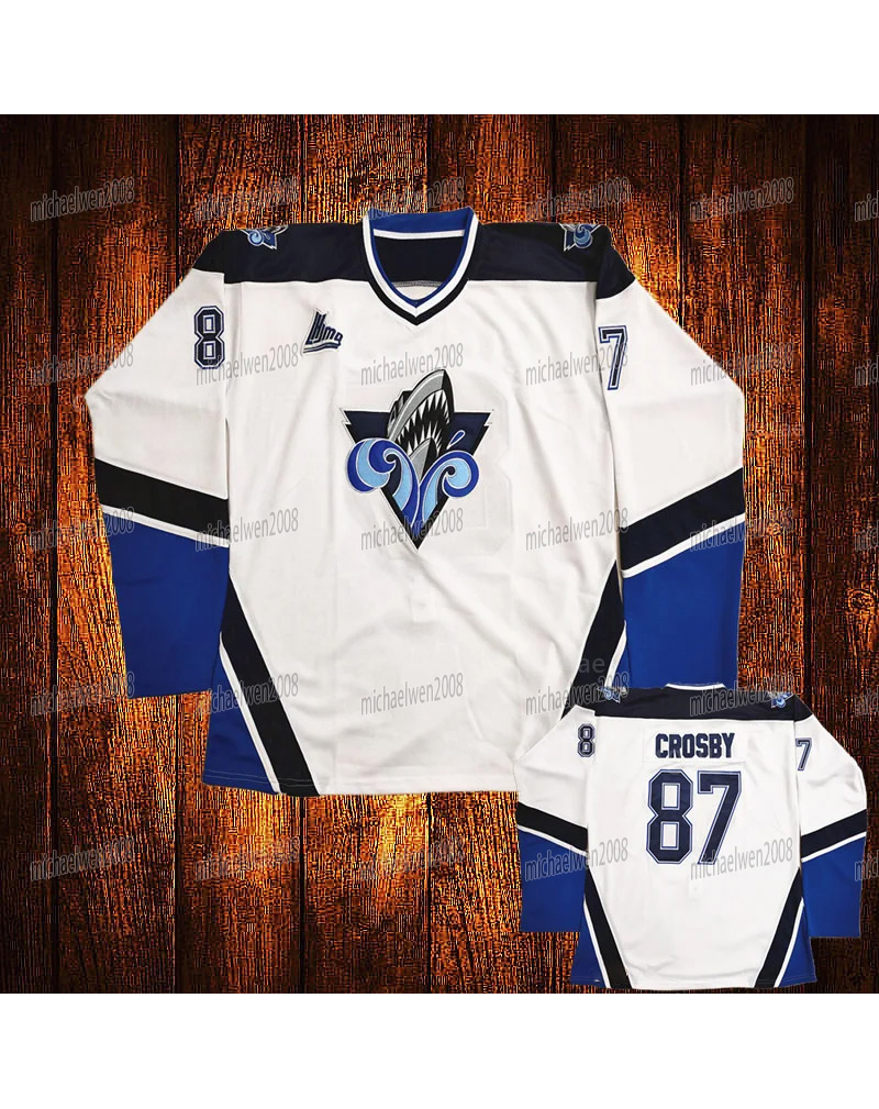 Personalized Custom Rimouski Oceanic Hockey Jersey 87 Sidney Crosby Number Embroidered Letter Number Design Polyester Men's Retro Classic Sportsw